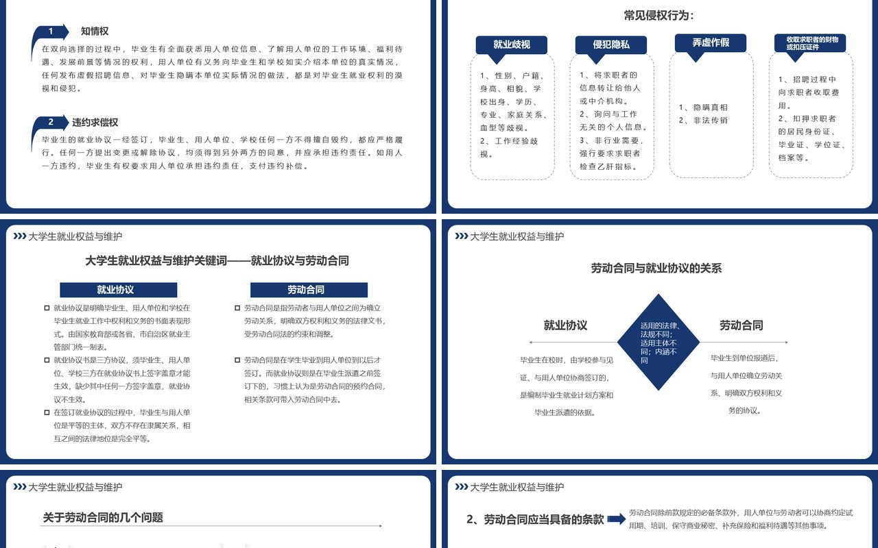 蓝色商务就业相关安全与法律PPT模板