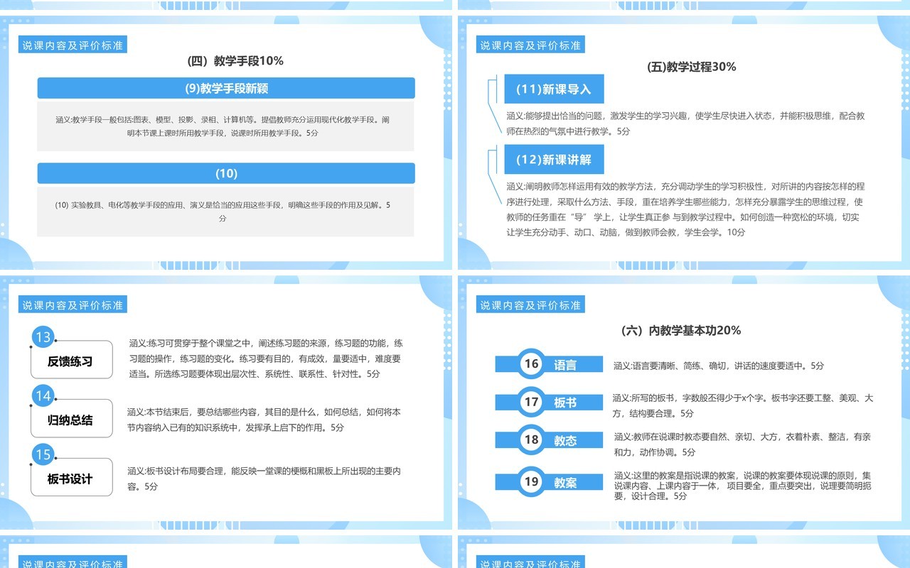 蓝色简约风考试面试技巧培训PPT模板