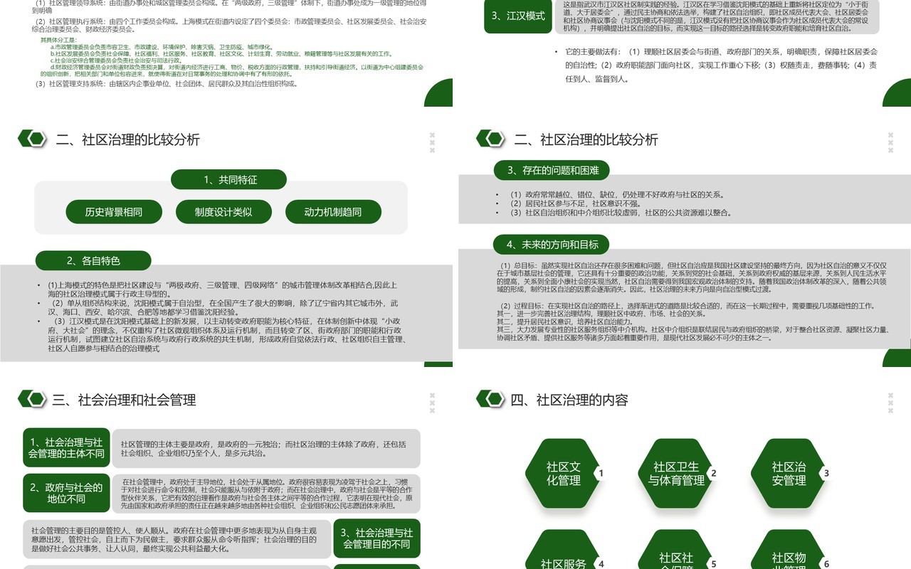 绿色简约风社区治理宣传介绍PPT模板
