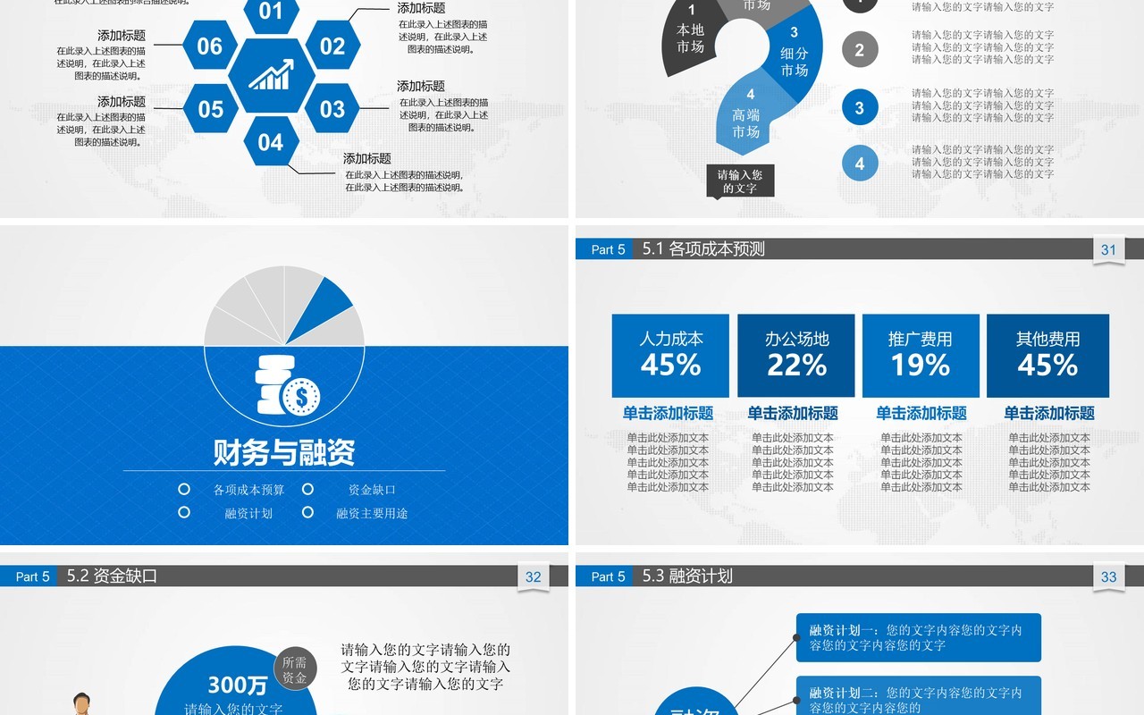 蓝色创业商业计划书PPT模板