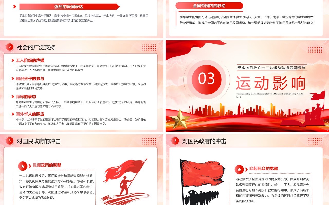 红色党政风纪念一二九运动PPT模板(1)