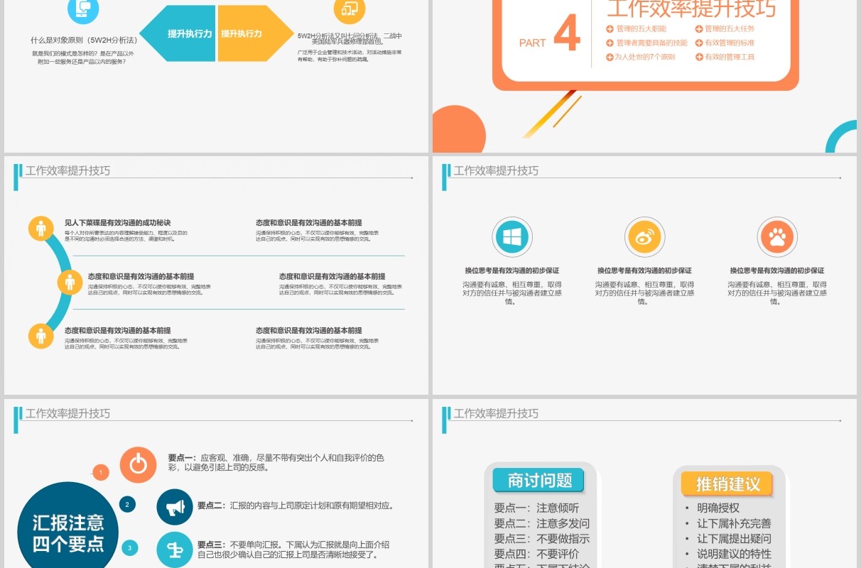 简约企业员工工作效率与能力提升PPT模板