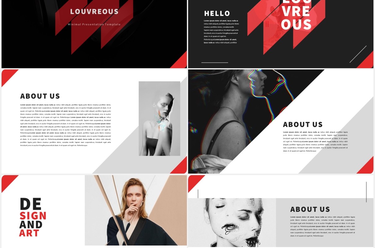 时尚作品展示PPT模板LOUV Powerpoint Template