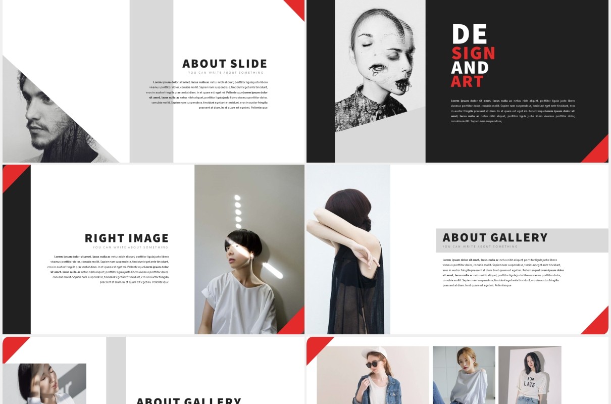 时尚作品展示PPT模板LOUV Powerpoint Template