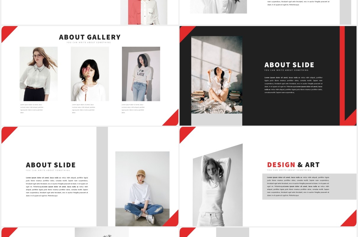 时尚作品展示PPT模板LOUV Powerpoint Template