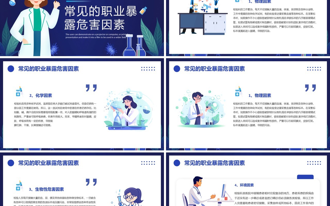 蓝色卡通风手术室职业暴露与防护PPT模板
