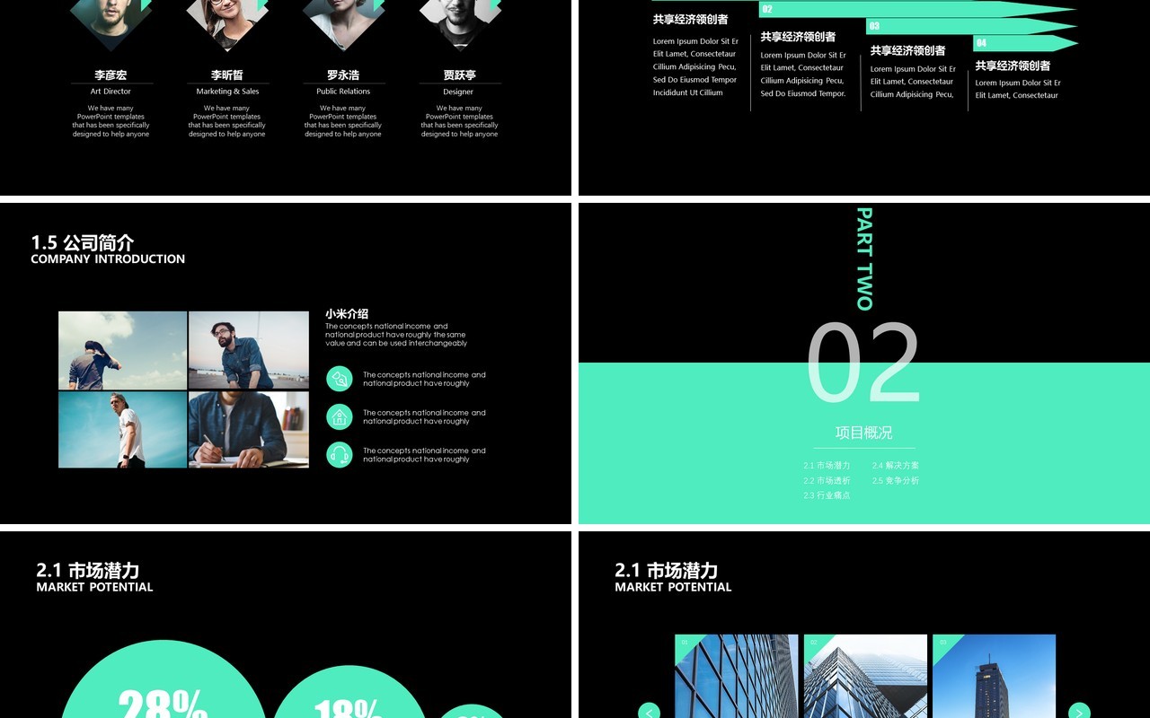 黑色金融商业计划书PPT模板
