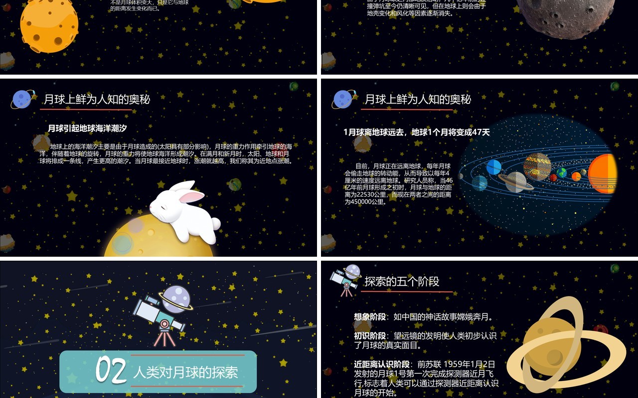 可爱卡通儿童天文教育课件PPT模板