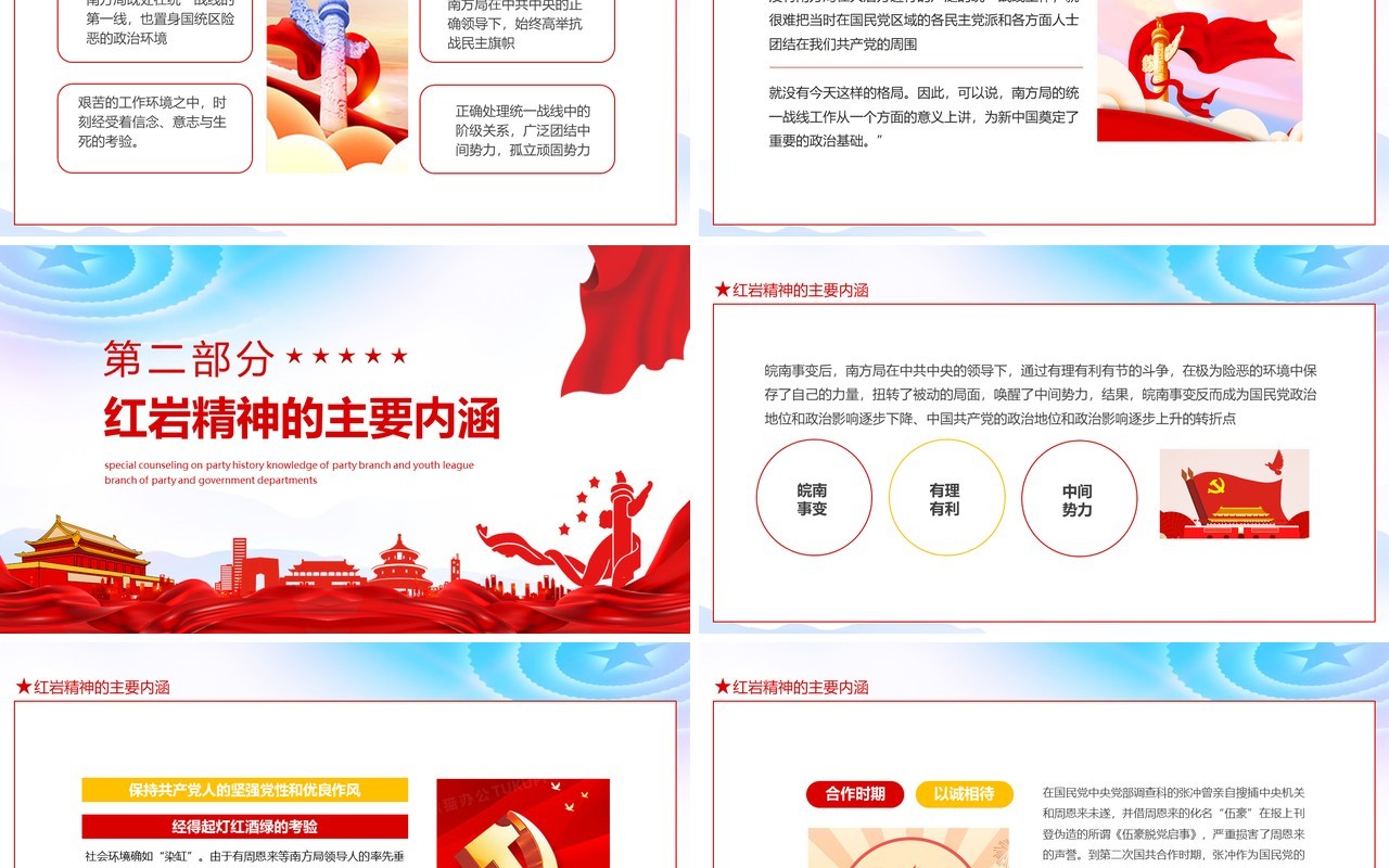 红岩精神中国精神专题讲座党政部门党支部团支部党史知识专题辅导动态PPT模板