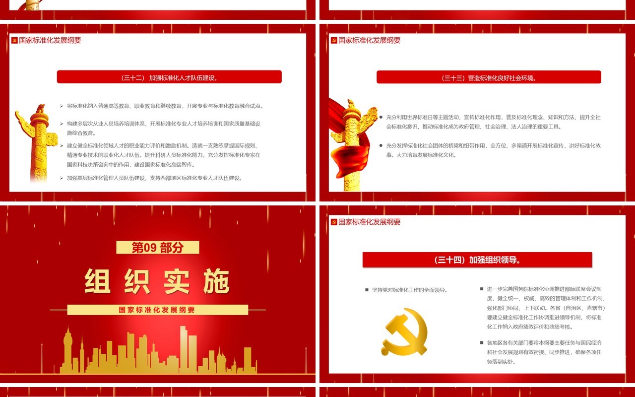 红色国家标准化发展纲要动态PPT模板
