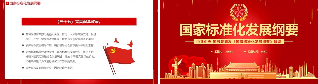 红色国家标准化发展纲要动态PPT模板