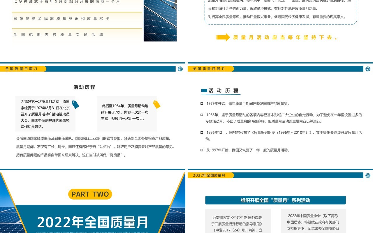 蓝色简约风2022年全国质量月PPT模板