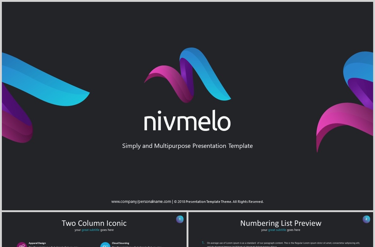 深色高端商务项目计划书工作汇报PPT模板版式设计Nivmelo Powerpoint Template