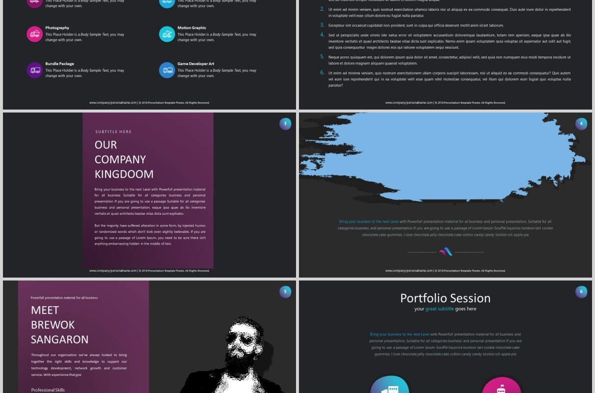 深色高端商务项目计划书工作汇报PPT模板版式设计Nivmelo Powerpoint Template