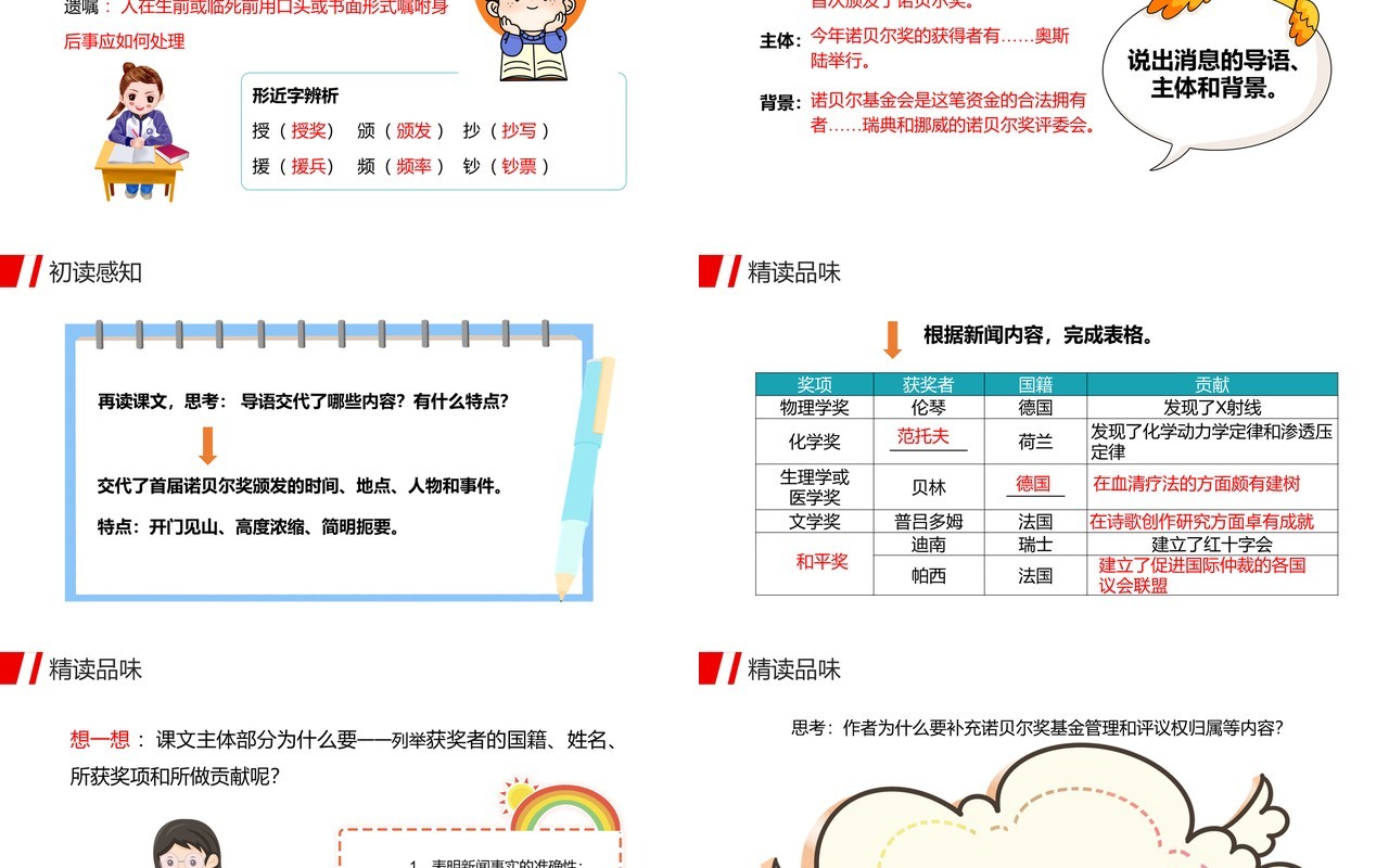部编版八年级语文上册首届诺贝尔文学奖颁发课件PPT模板