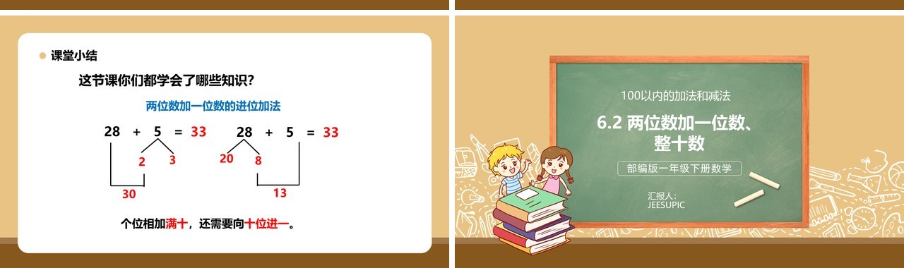 部编版一年级数学下册两位数加一位数整十数课件PPT模板