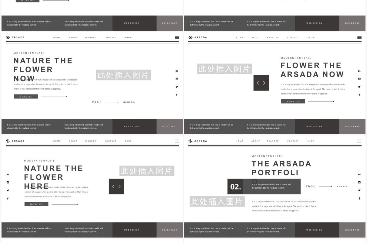黑白简约欧美工作计划报告PPT模板ARSADA Powerpoint Template