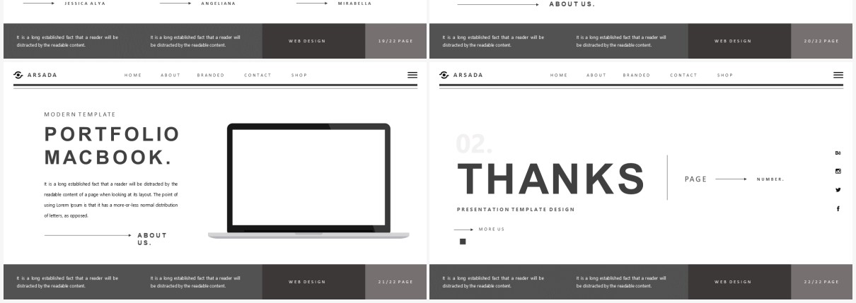 黑白简约欧美工作计划报告PPT模板ARSADA Powerpoint Template