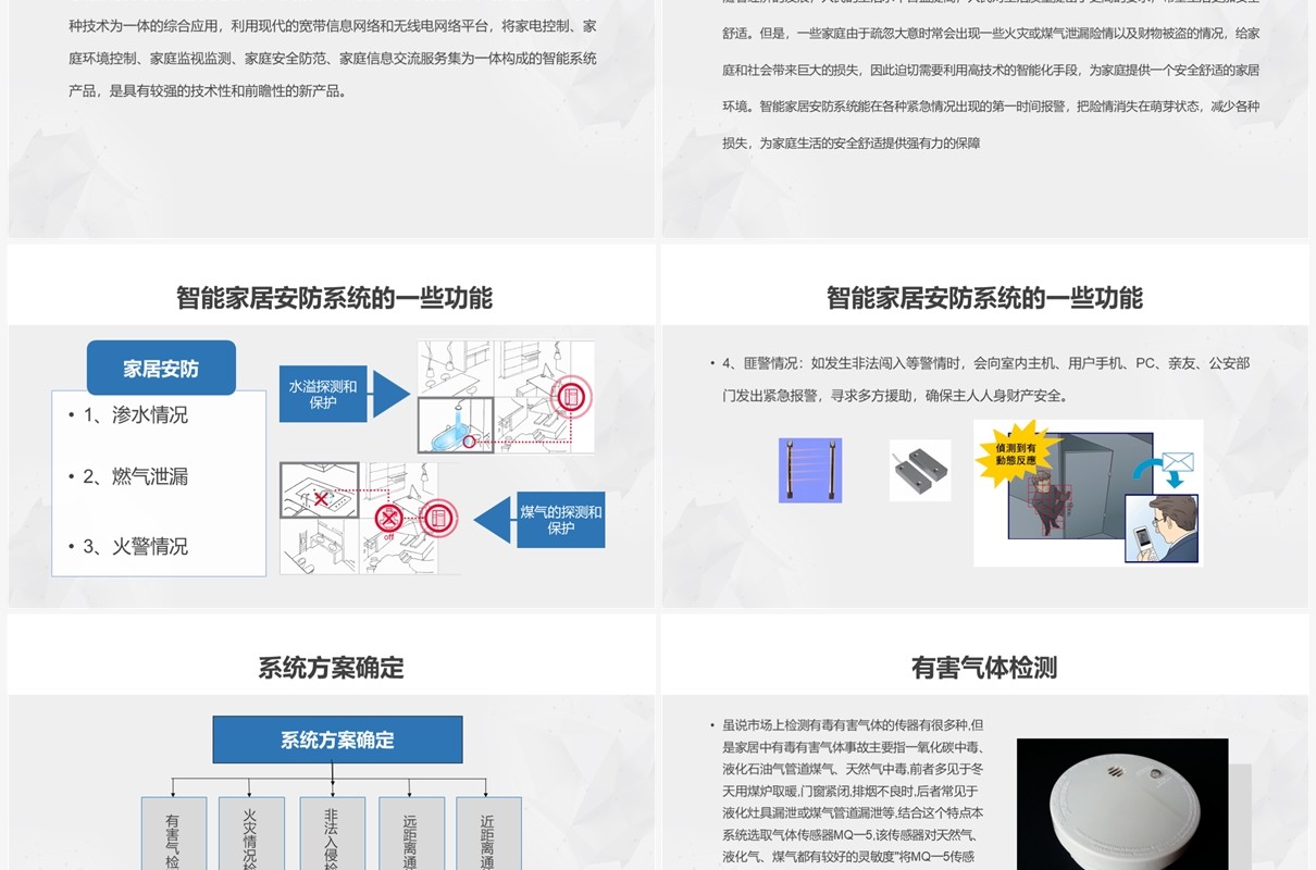 蓝色智能家居家庭智能安防系统PPT模板