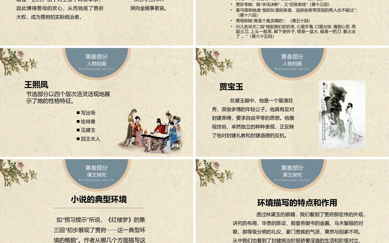 古典中国风红楼梦黛玉进贾府解读PPT模板