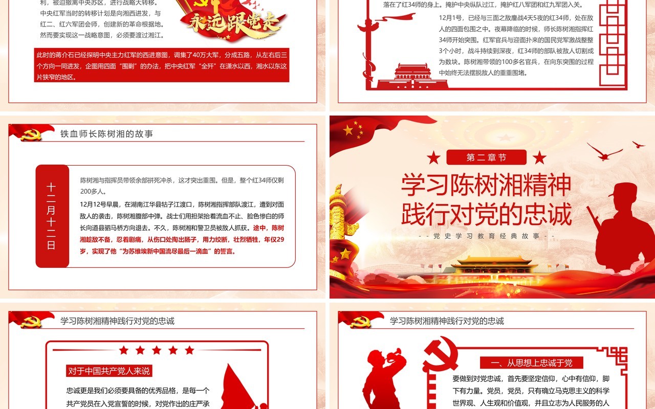 红色党政风铁血师长陈树湘党史学习PPT模板