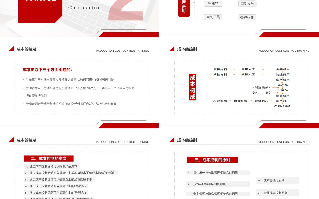 简约红色生产成本控制培训PPT模板