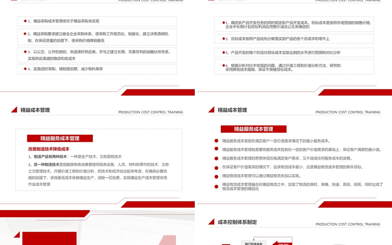 简约红色生产成本控制培训PPT模板