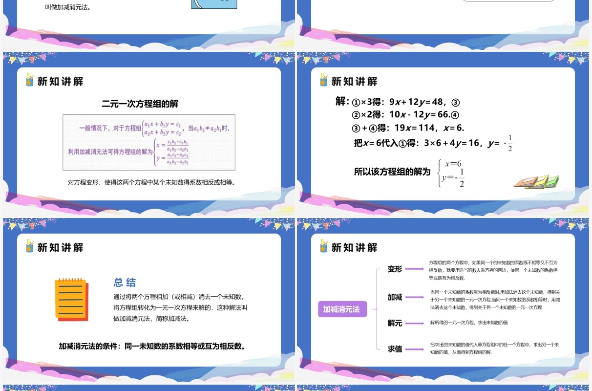 部编版七年级数学下册加减法课件PPT模板
