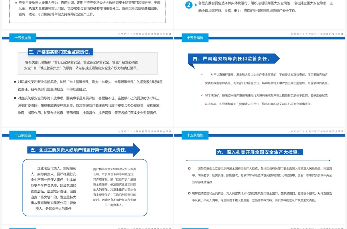 蓝色简约风安全生产十五条措施PPT模板