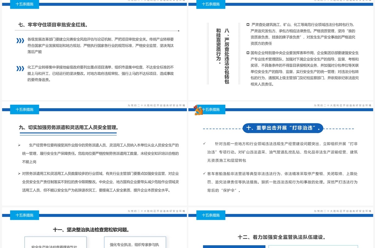 蓝色简约风安全生产十五条措施PPT模板