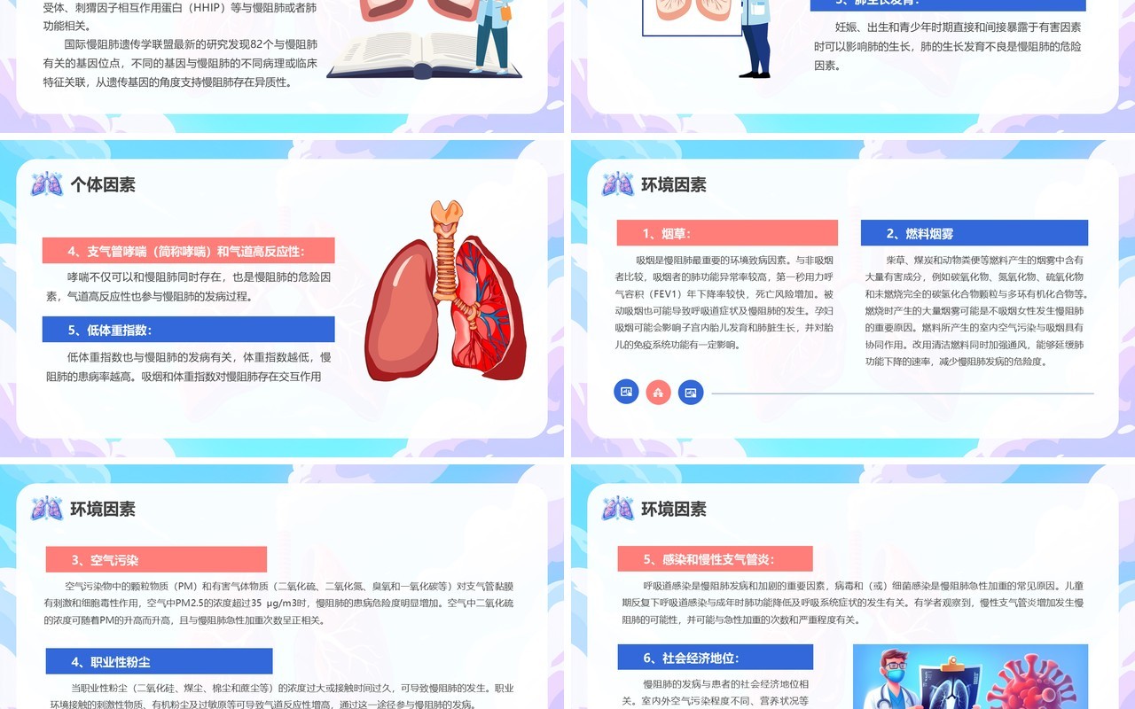 蓝色卡通风认识你的肺功能PPT模板