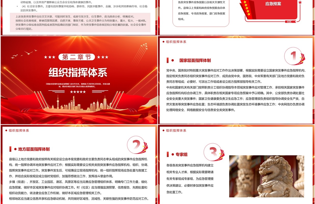 红色简约国家突发事件总体应急预案PPT模板