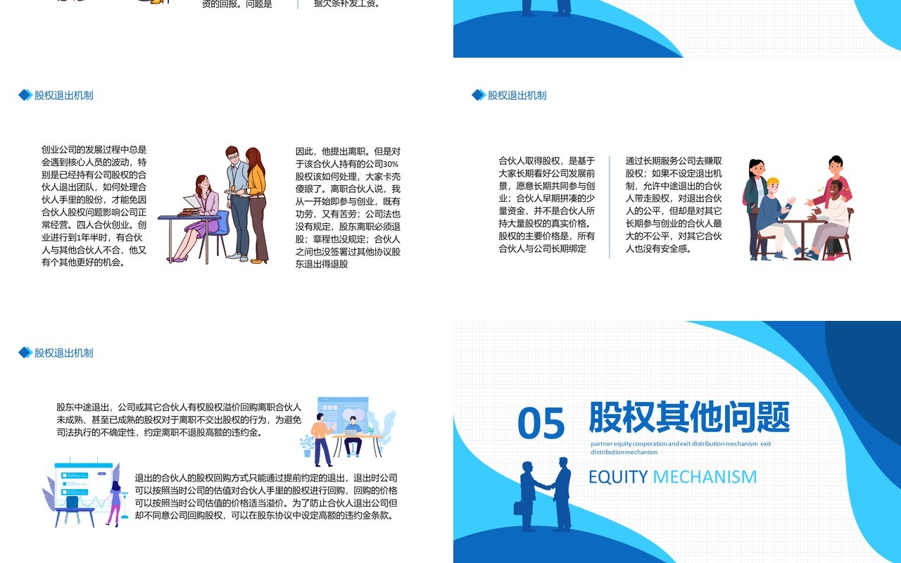 合伙人股权合作及退出分配机制动态PPT模板