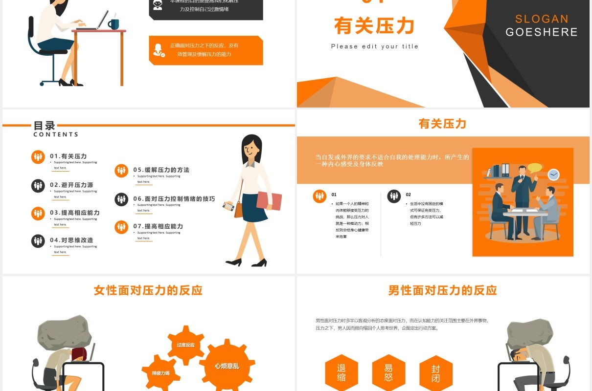 公司员工心理培训压力与情绪管理课件PPT模板