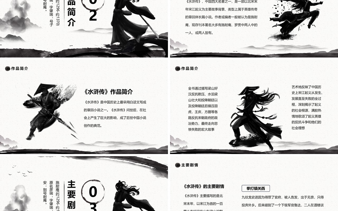 中国四大名著水浒传介绍动态PPT模板