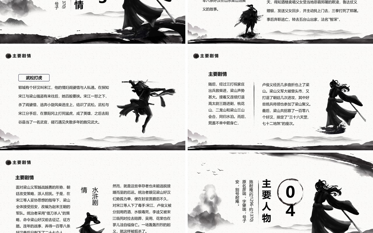 中国四大名著水浒传介绍动态PPT模板