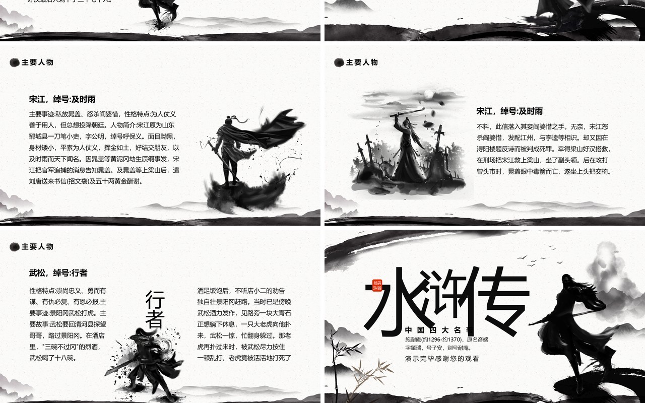 中国四大名著水浒传介绍动态PPT模板