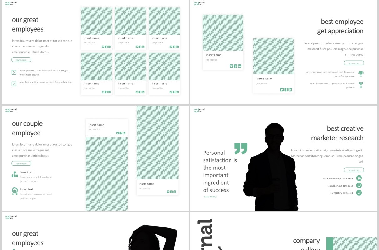 商务通用PPT模板版式设计Nocturnal Worker - Powerpoint Template