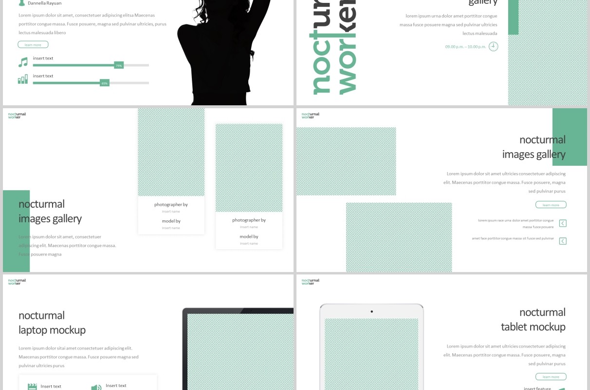 商务通用PPT模板版式设计Nocturnal Worker - Powerpoint Template