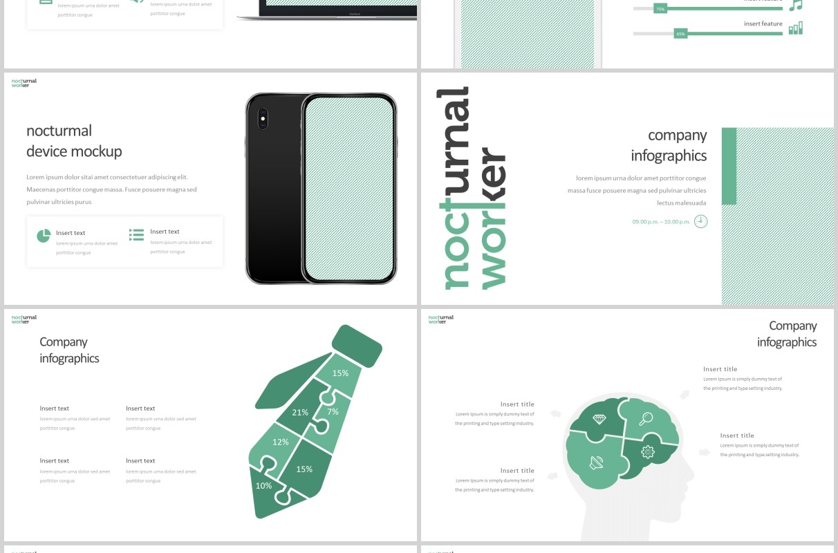 商务通用PPT模板版式设计Nocturnal Worker - Powerpoint Template