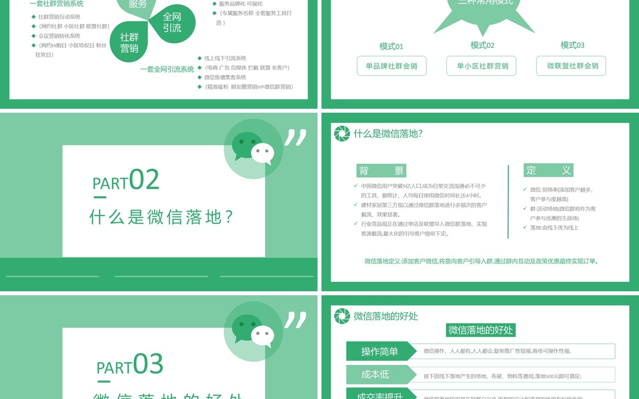 绿色简约新零售时代之微信营销方案通用PPT模板