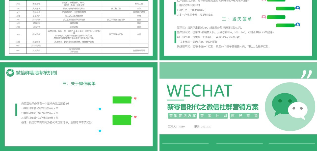 绿色简约新零售时代之微信营销方案通用PPT模板