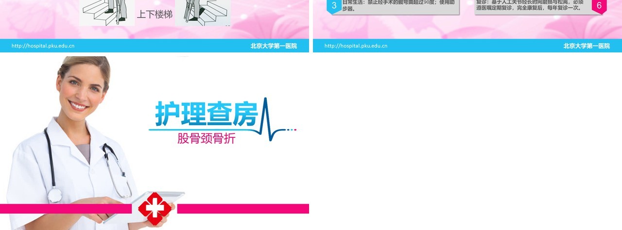 简洁医院医疗股骨颈骨折护理查房PPT模板