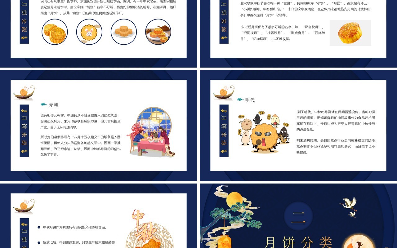 绿金国潮风格月饼传统文化介绍PPT模板