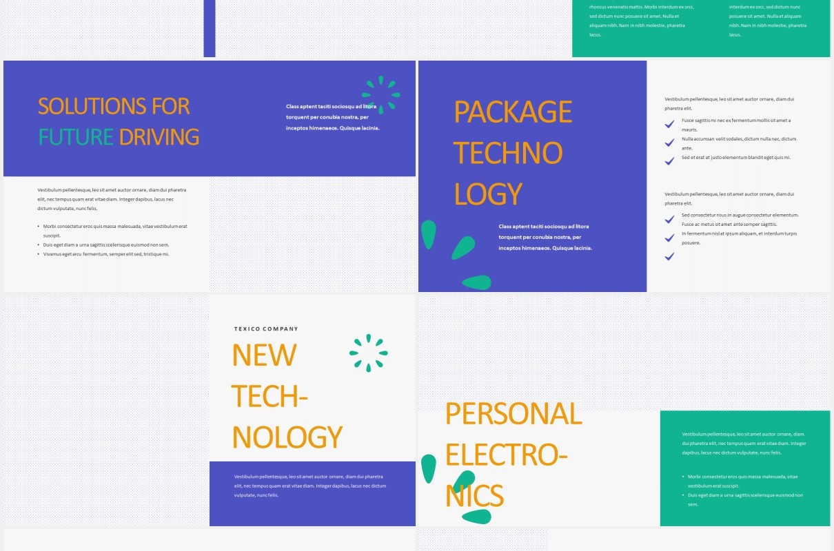 紫色简约技术公司宣传介绍PPT图片排版设计模板TEXICO - Technology Company Powerpoint Template