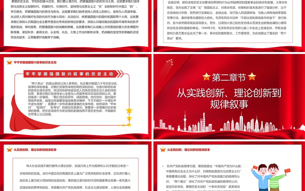 红色党政2022对强国复兴的多重书写专题党课PPT模板