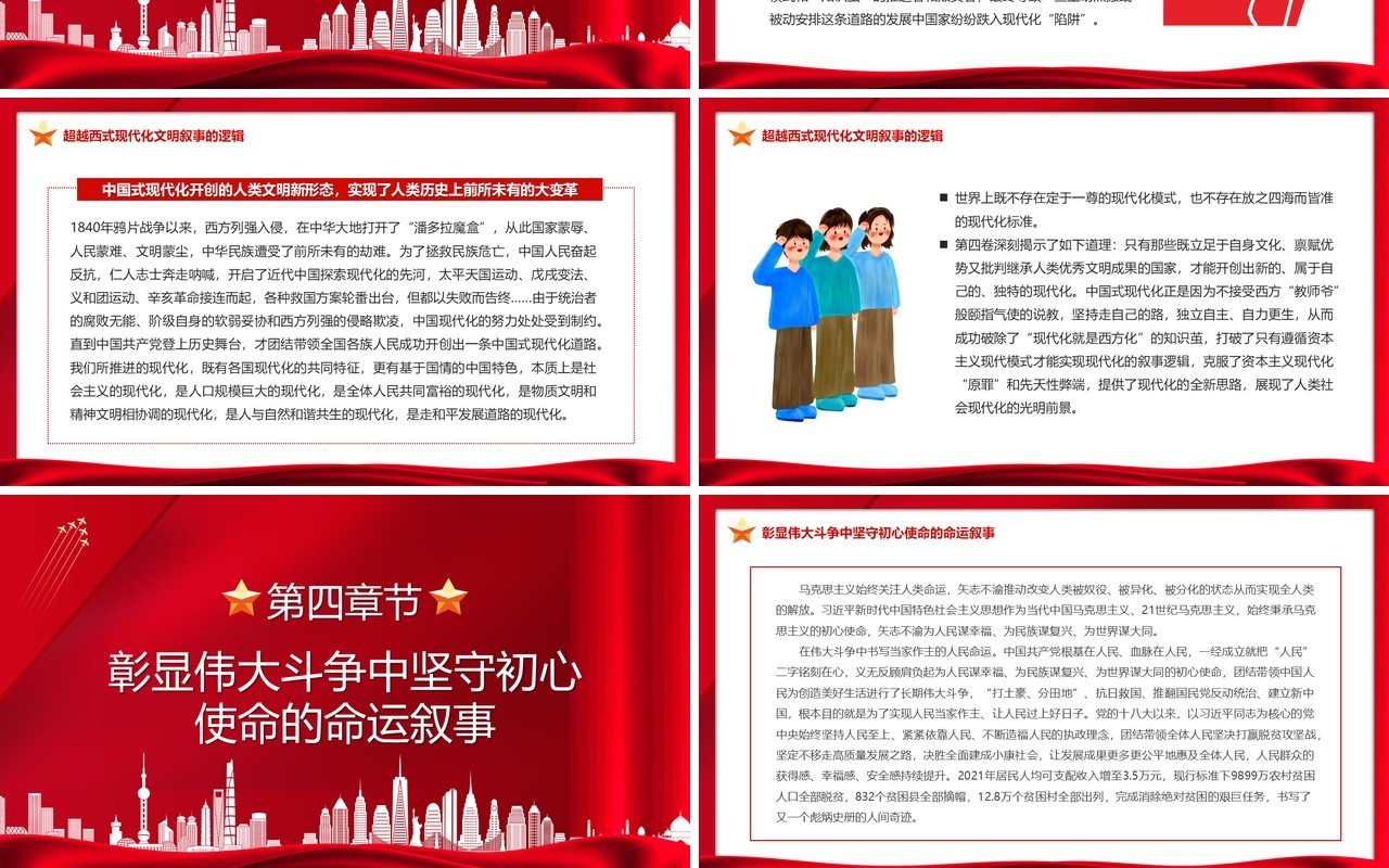 红色党政2022对强国复兴的多重书写专题党课PPT模板
