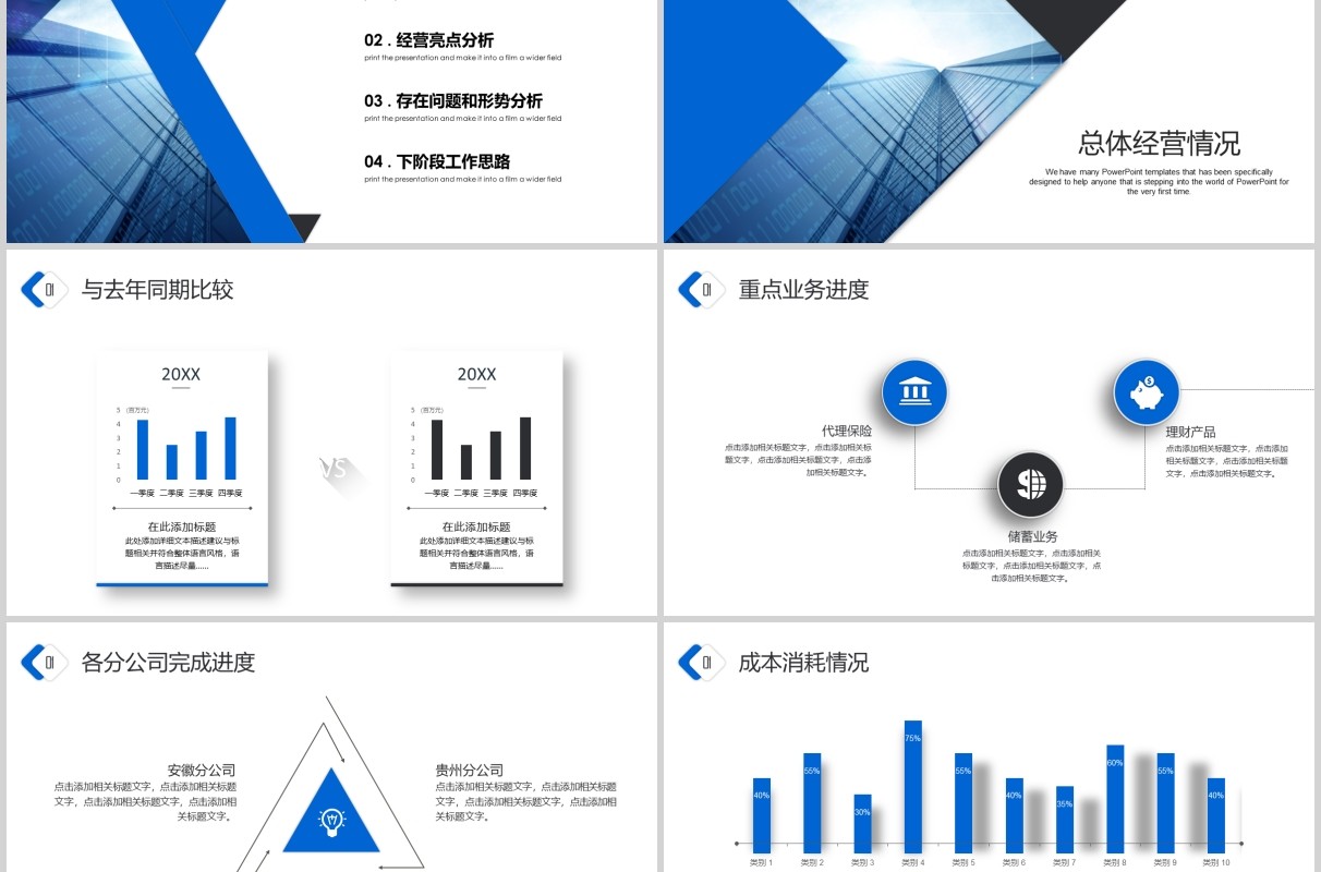 创意商务年工作报告经营分析工作计划PPT模板
