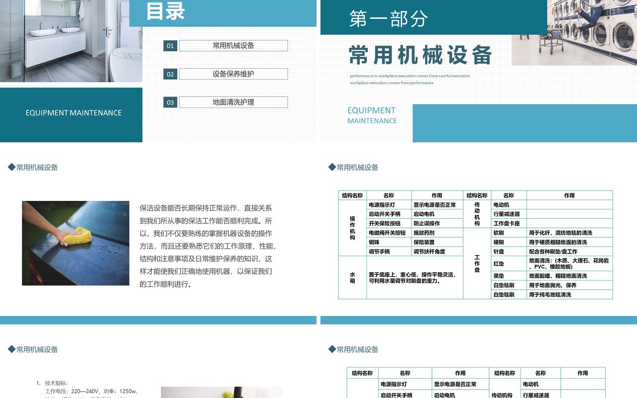 保洁技能培训常用机械工具使用及维护动态PPT模板