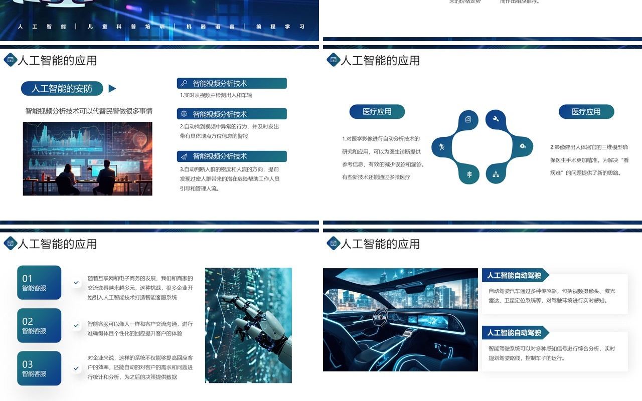 蓝色儿童人工智能科普小课堂PPT模板